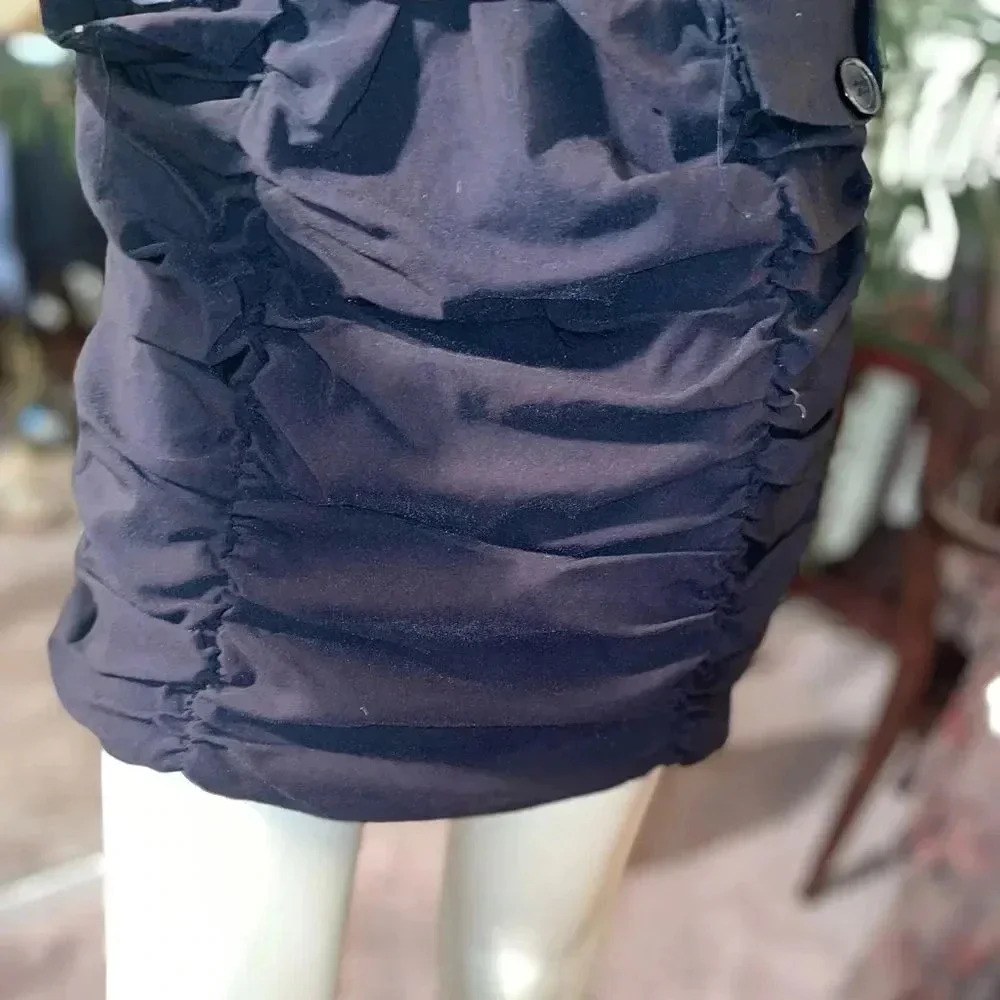 BLACK VALIA HIGH WAIST SHIRRED MINI SKIRT WITH FRONT FACING POCKETS 1x - Picture 11 of 15